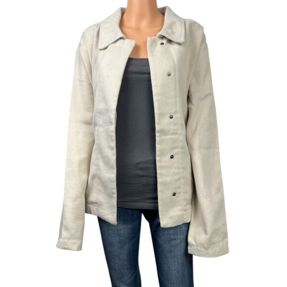 Banana Republic Womans  XXL Cream White Jacket Coat Snap Front Collar Pockets - Picture 1 of 10